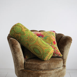 Velvet Floral Pom Pillow