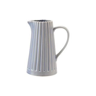 Blue Stoneware Ribbed Pitcher
