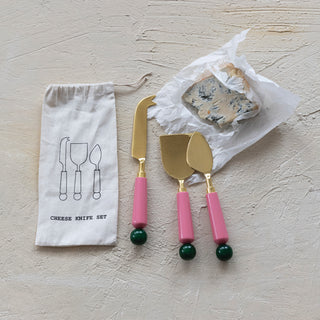 Cheese Knive Marbled Resin S/3