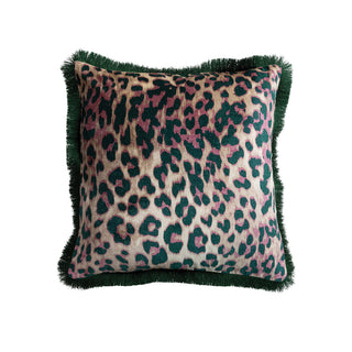 Velvet Leopard Fringe Pillow