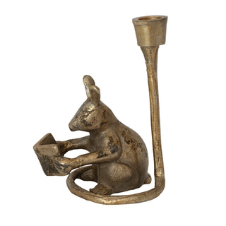 Antique Gold Mouse Taper Holder