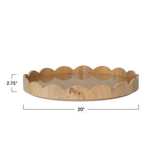 Burl Wood Scalloped Lazy Susan