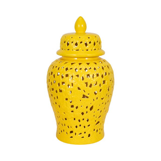 Yellow Ceramic Lidded Jar