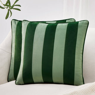 22" Pillow Covers Green Stripe
