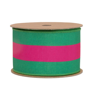 2.5" H Pink Green Stripe Ribbon