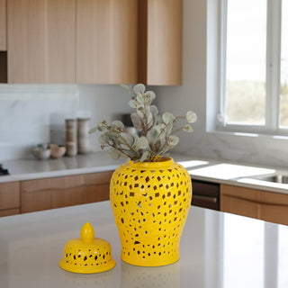 Yellow Ceramic Lidded Jar