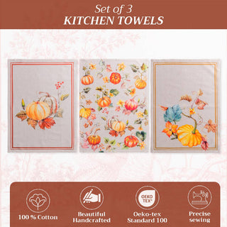 Kitchen Towels Cotton S/3 Potiron