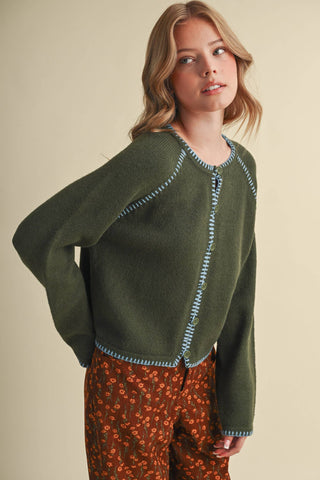 CONTRAST STITCH CARDIGAN