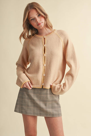 CONTRAST STITCH CARDIGAN