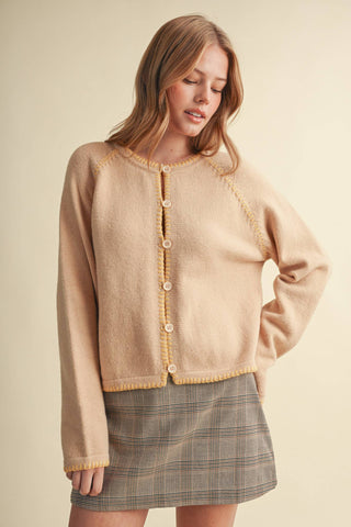 CONTRAST STITCH CARDIGAN