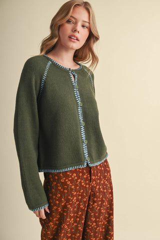 CONTRAST STITCH CARDIGAN
