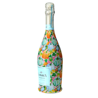 Orange Blue Pumpkins Prosecco Bottle Wrap