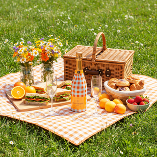 Orange White Gingham Champagne
