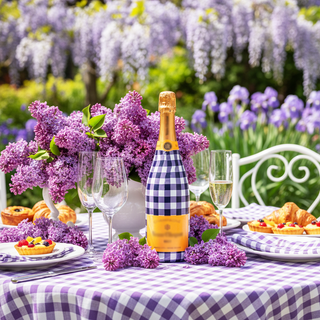 Purple White Gingham Champagne Wrap