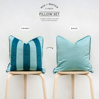 Indoor/Outdoor Pillow Covers Blue/Lt Blue 22"