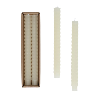 Cream Hobnail Taper Candles Pair