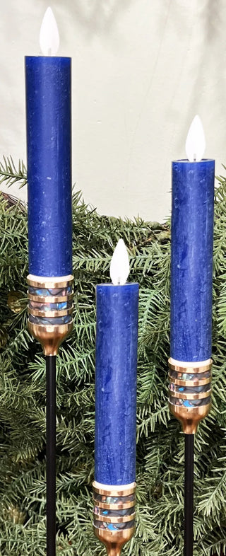 5" D.Blue Motion Taper Candles S/3