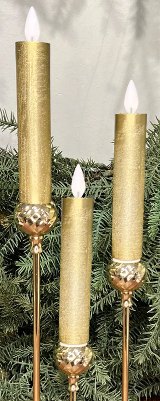 5" Gold Motion Taper Candles S/3