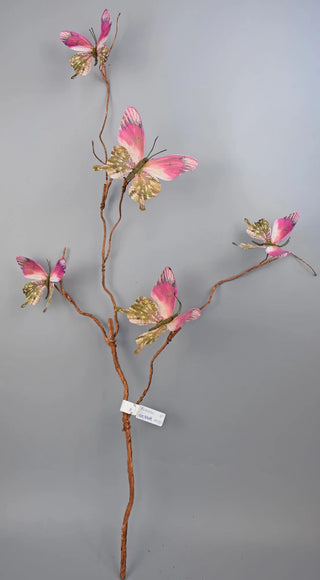 37" Pink Butterfly Spray
