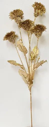 25" Gold Plant & Leaf Spray