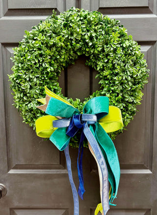 Teal Velvet Spring Bow