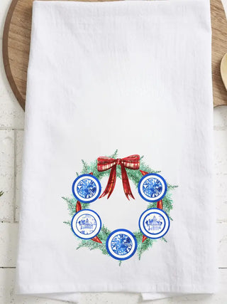 Christmas Blue Tea Towel