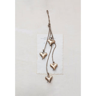 Metal Hearts on Jute