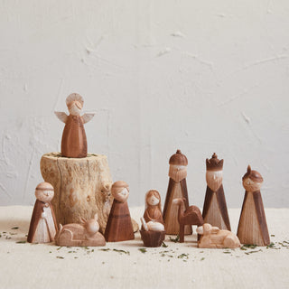 Wood Look Nativity Set