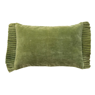 Green Velvet Ruffle Pillow