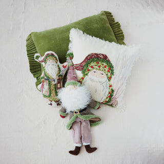 Green Velvet Ruffle Pillow