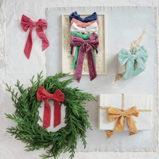 8" Clip-on Velvet Bow Red