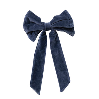 8" Clip-on Velvet Bow Navy
