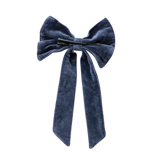 8" Clip-on Velvet Bow Navy