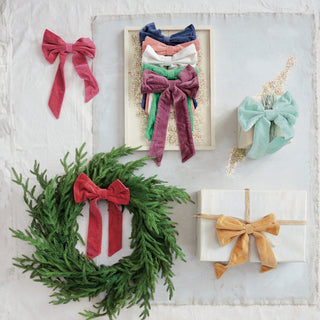 8" Clip-on Velvet Bow Navy