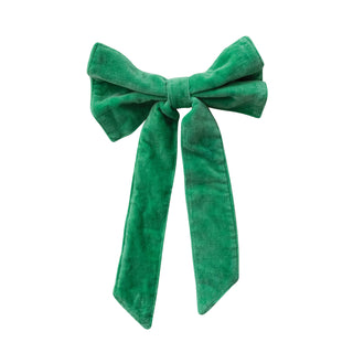 8" Clip-on Velvet Bow Green