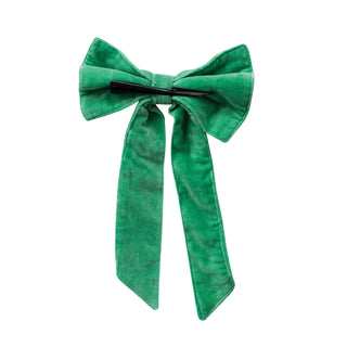 8" Clip-on Velvet Bow Green